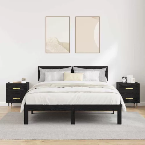 Éjjeliszekrény 2 pcs Musta tammi 40 x 35 x 47.5 cm Faanyag