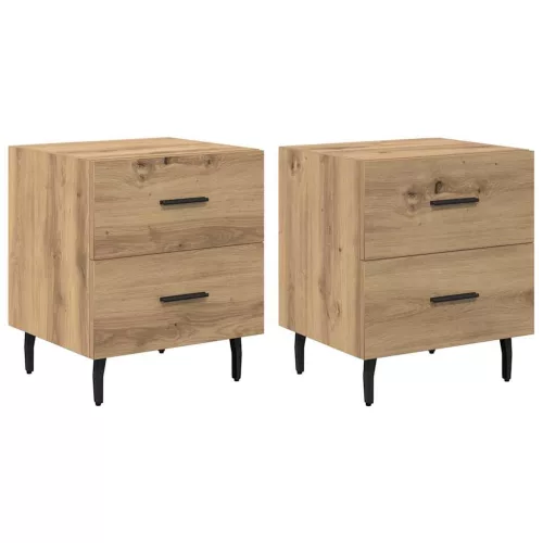 Éjjeliszekrény 2 pcs kézműves tölgy 40 x 35 x 47.5 cm Faanyag