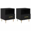 Éjjeli asztal fiókkal 2 pcs Fekete 40 x 35 x 47.5 cm Faanyag