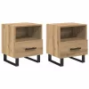 Éjjeliszekrény 2 pcs kézműves tölgy 40 x 35 x 47.5 cm Faanyag