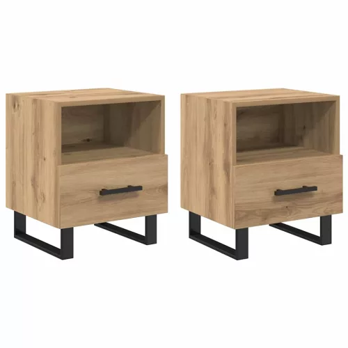 Éjjeliszekrény 2 pcs kézműves tölgy 40 x 35 x 47.5 cm Faanyag