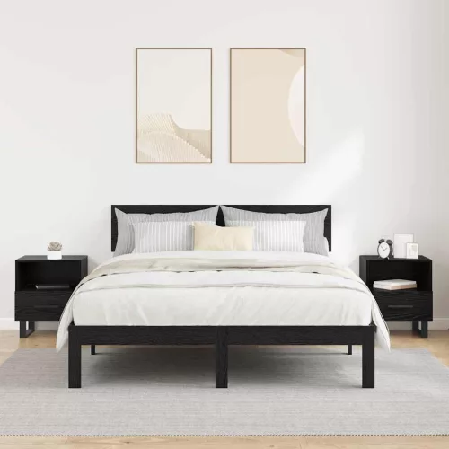 Éjjeliszekrény 2 pcs Musta tammi 40 x 35 x 47.5 cm Faanyag