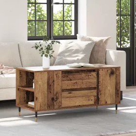   Dohányzóasztal fiókkal Régi fa 102 x 44.5 x 50 cm Faanyag