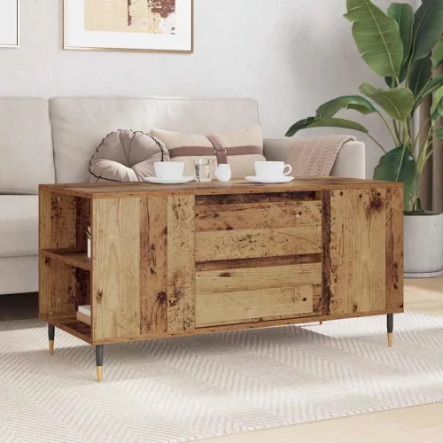 Dohányzóasztal fiókkal Régi fa 102 x 44.5 x 50 cm Faanyag