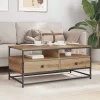Dohányzóasztal fiókkal kézműves tölgy 100 x 51 x 45 cm Faanyag