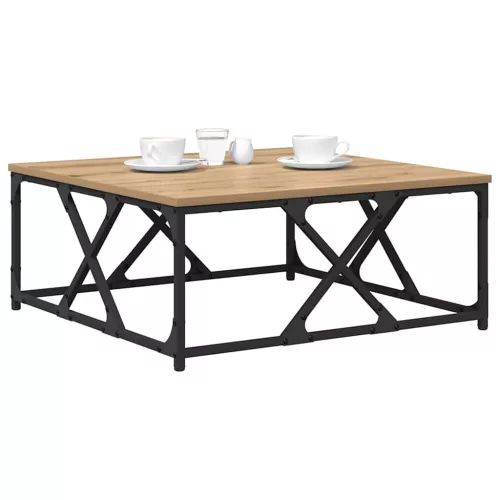 Dohányzóasztal kézműves tölgy 70 x 70 x 30 cm Faanyag