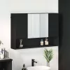 Fürdőszobai tükörszekrény Fekete 80 x 17 x 55 cm Faanyag