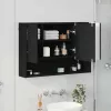Fürdőszobai tükörszekrény Fekete 80 x 17 x 55 cm Faanyag