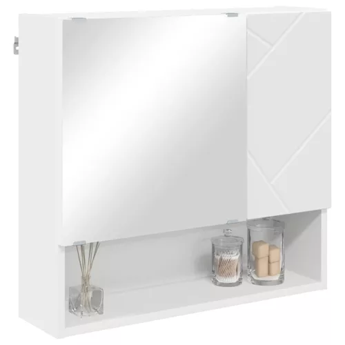 Tükörszekrény polcokkal tárolóval Fehér 59 x 17 x 55 cm Faanyag