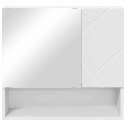 Tükörszekrény polcokkal tárolóval Fehér 59 x 17 x 55 cm Faanyag