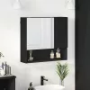 Tükörszekrény polcokkal ajtóval Fekete 59 x 17 x 55 cm Faanyag
