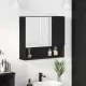 Tükörszekrény polcokkal ajtóval Fekete 59 x 17 x 55 cm Faanyag