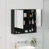Tükörszekrény polcokkal ajtóval Fekete 59 x 17 x 55 cm Faanyag