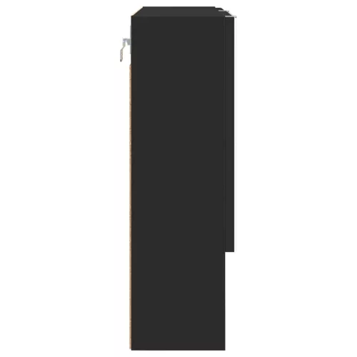 Tükörszekrény polcokkal ajtóval Fekete 59 x 17 x 55 cm Faanyag