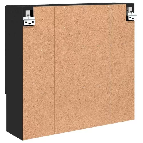 Tükörszekrény polcokkal ajtóval Fekete 59 x 17 x 55 cm Faanyag