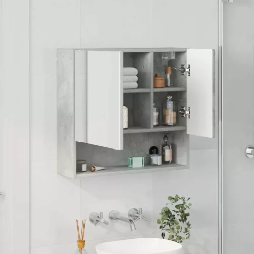 Tükörszekrény polcokkal Beton szürke 59 x 17 x 55 cm Faanyag