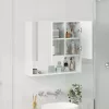 Tükörszekrény ajtóval Magasfényű fehér 59 x 17 x 55 cm Faanyag