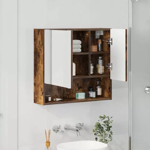 Tükörszekrény polcokkal Füstölt tölgy 59 x 17 x 55 cm Faanyag