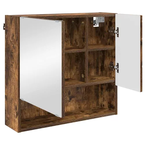 Tükörszekrény polcokkal Füstölt tölgy 59 x 17 x 55 cm Faanyag