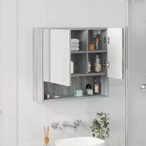 Tükörszekrény polcokkal Szürke sonoma 59 x 17 x 55 cm Faanyag