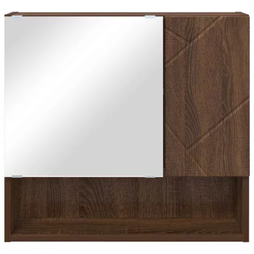 Tükörszekrény polcokkal barna tölgy 59 x 17 x 55 cm Faanyag