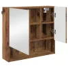 Tükörszekrény polcokkal ajtóval Régi fa 59 x 17 x 55 cm Faanyag