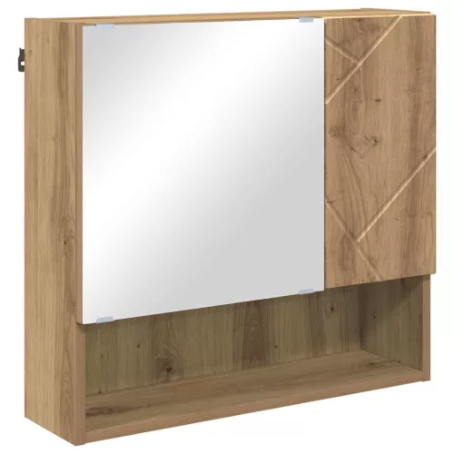 Tükörszekrény polcokkal kézműves tölgy 59 x 17 x 55 cm Faanyag