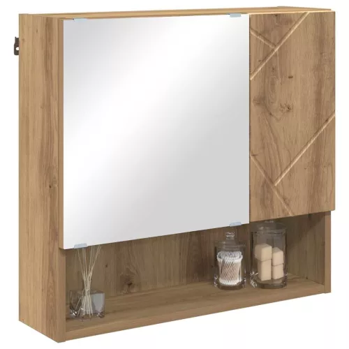 Tükörszekrény polcokkal kézműves tölgy 59 x 17 x 55 cm Faanyag