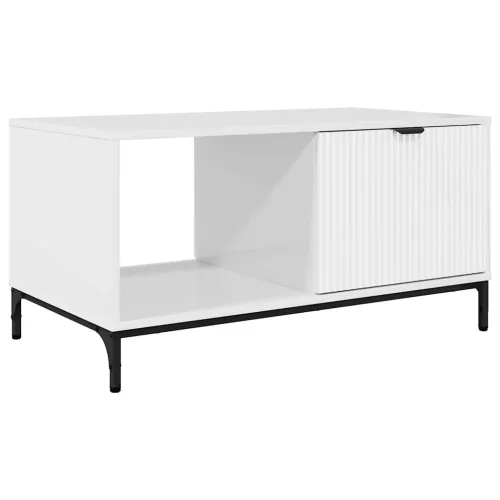 Dohányzóasztal Magasfényű fehér 90 x 49 x 46 cm Faanyag
