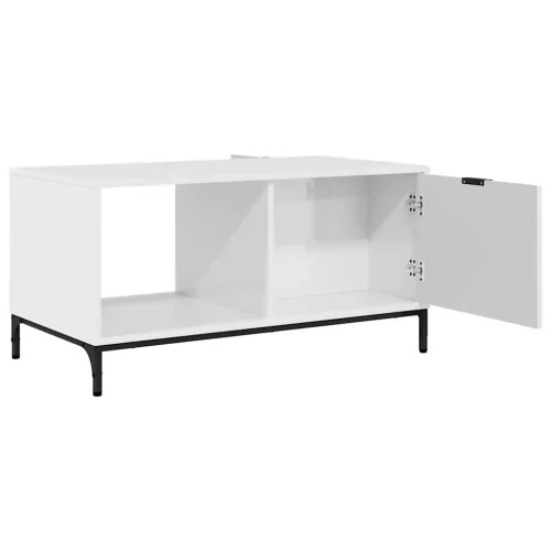 Dohányzóasztal Magasfényű fehér 90 x 49 x 46 cm Faanyag