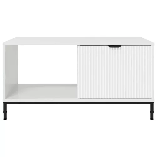 Dohányzóasztal Magasfényű fehér 90 x 49 x 46 cm Faanyag