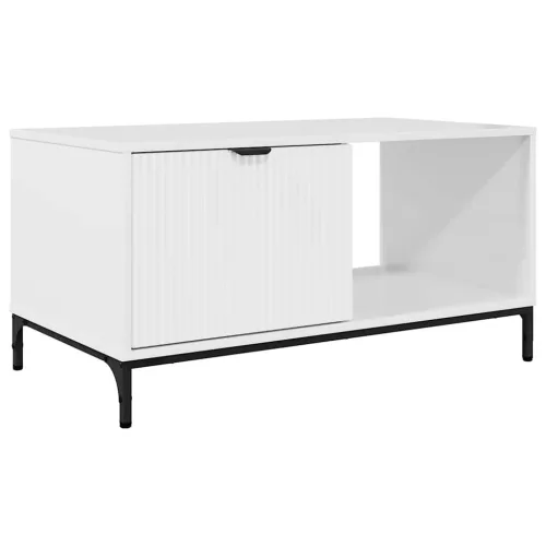 Dohányzóasztal Magasfényű fehér 90 x 49 x 46 cm Faanyag