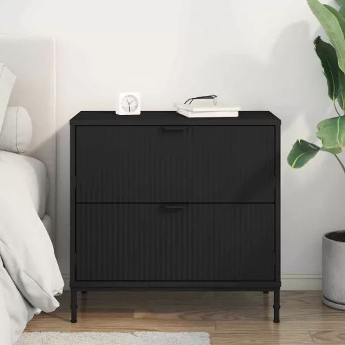 Éjjeli asztal fiókkal Fekete 63.5 x 36 x 61 cm Faanyag