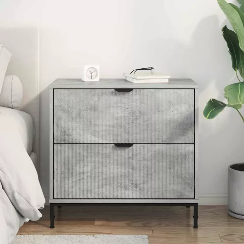 Éjjeli asztal fiókkal Beton szürke 63.5 x 36 x 61 cm Faanyag