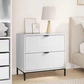 Éjjeli asztal Magasfényű fehér 63.5 x 36 x 61 cm Faanyag