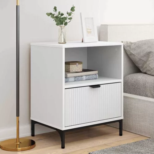 Éjjeliszekrények fiókkal 2 pcs Fehér 49 x 36 x 61 cm Faanyag