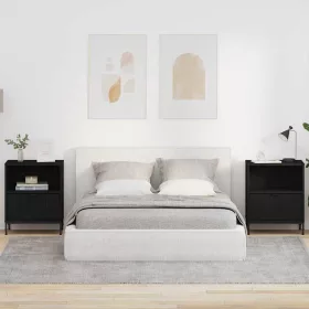   Éjjeliszekrények fiókkal 2 pcs Fekete 49 x 36 x 61 cm Faanyag