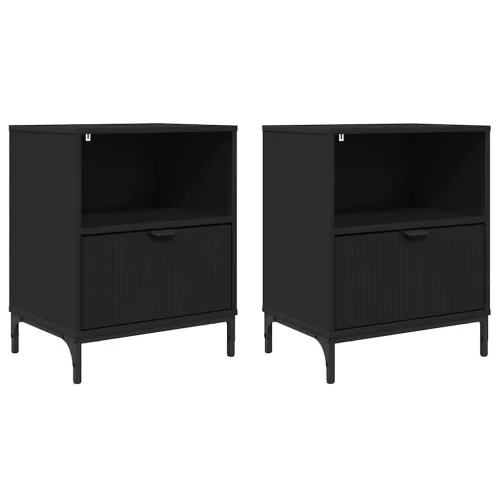 Éjjeliszekrények fiókkal 2 pcs Fekete 49 x 36 x 61 cm Faanyag