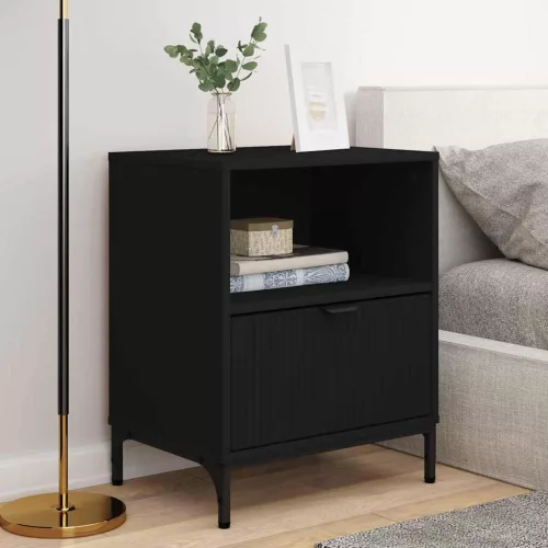 Éjjeliszekrények fiókkal 2 pcs Fekete 49 x 36 x 61 cm Faanyag