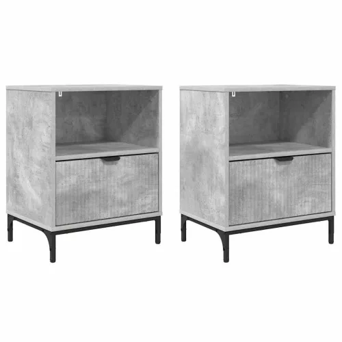 Éjjeliszekrények 2 pcs Beton szürke 49 x 36 x 61 cm Faanyag