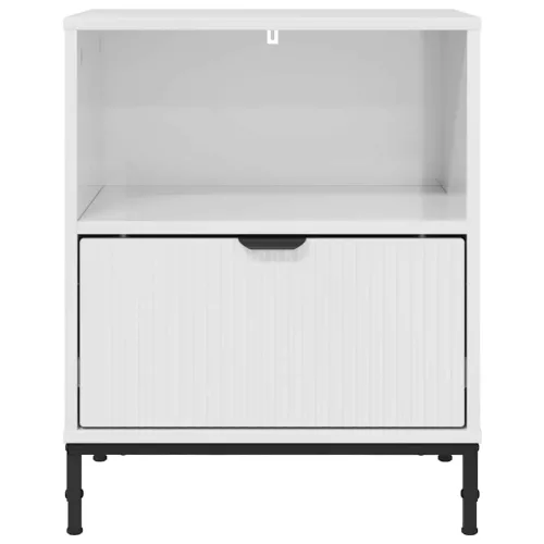 Éjjeli asztal fiókkal Magasfényű fehér 49 x 36 x 61 cm Faanyag