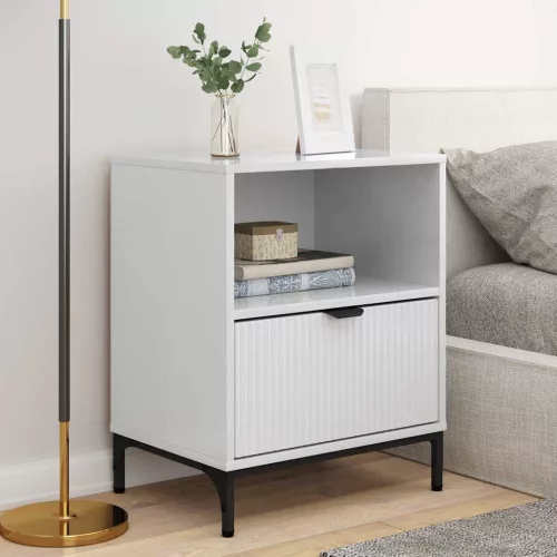 Éjjeliszekrények 2 pcs Magasfényű fehér 49 x 36 x 61 cm Faanyag