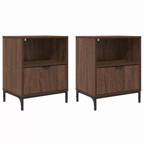 Éjjeliszekrények 2 pcs barna tölgy 49 x 36 x 61 cm Faanyag