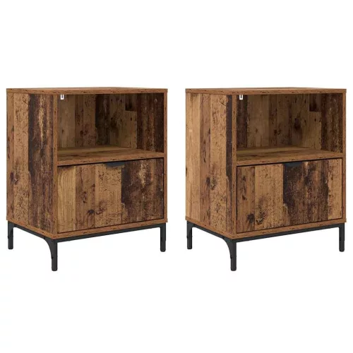 Éjjeliszekrények fiókkal 2 pcs Régi fa 49 x 36 x 61 cm Faanyag