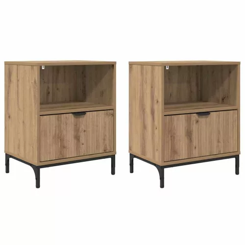 Éjjeliszekrények 2 pcs kézműves tölgy 49 x 36 x 61 cm Faanyag