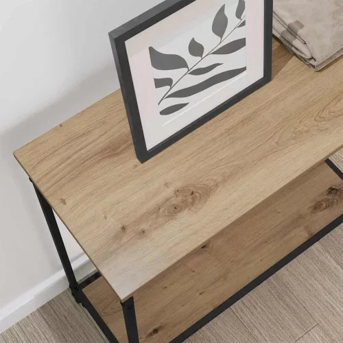 Konzolasztal polcokkal kézműves tölgy 75 x 30.5 x 75 cm Faanyag