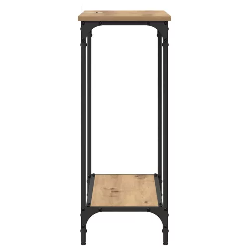 Konzolasztal polcokkal kézműves tölgy 75 x 30.5 x 75 cm Faanyag