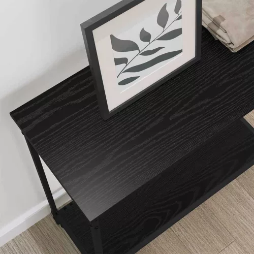 Konzolasztal polcokkal Musta tammi 75 x 30.5 x 75 cm Faanyag