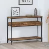 Konzolasztal polcokkal Régi fa 100 x 29 x 75 cm Faanyag