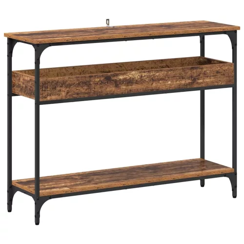 Konzolasztal polcokkal Régi fa 100 x 29 x 75 cm Faanyag
